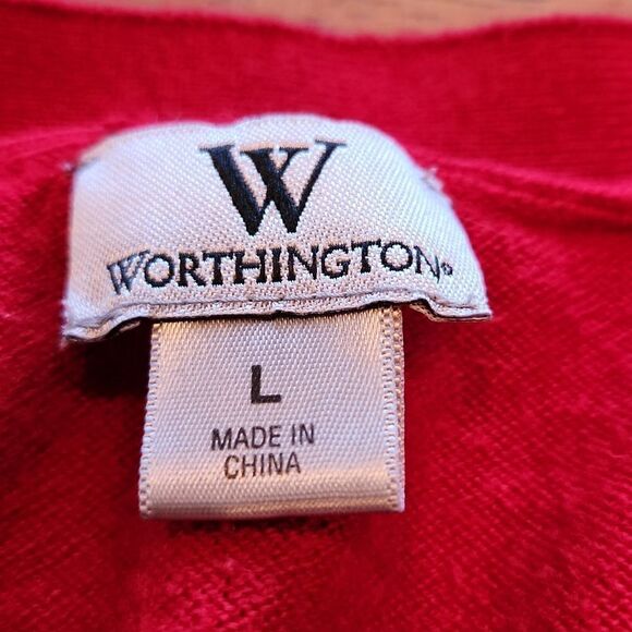 5/$15 Worthington red sweater cardigan women's large - Picture 2 of 6
